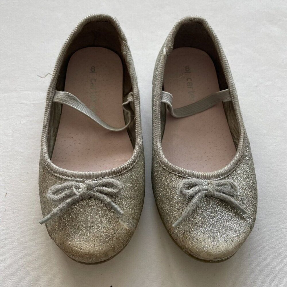 Carter's Silver Glitter Ballet Flats Size 8 - Picture 2 of 10
